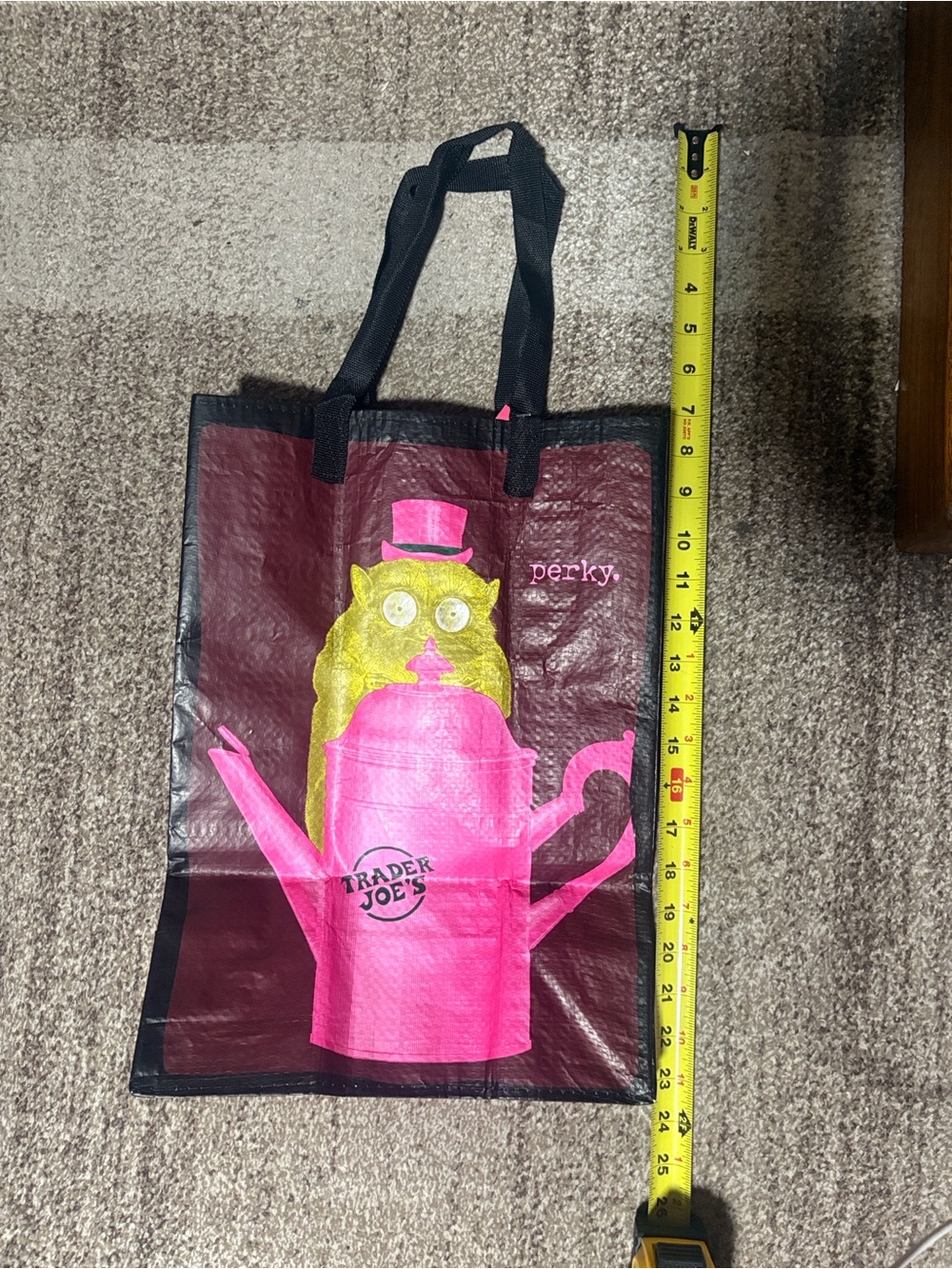 Trader Joe's Pink & Gold Owl Teapot Reusable Tote